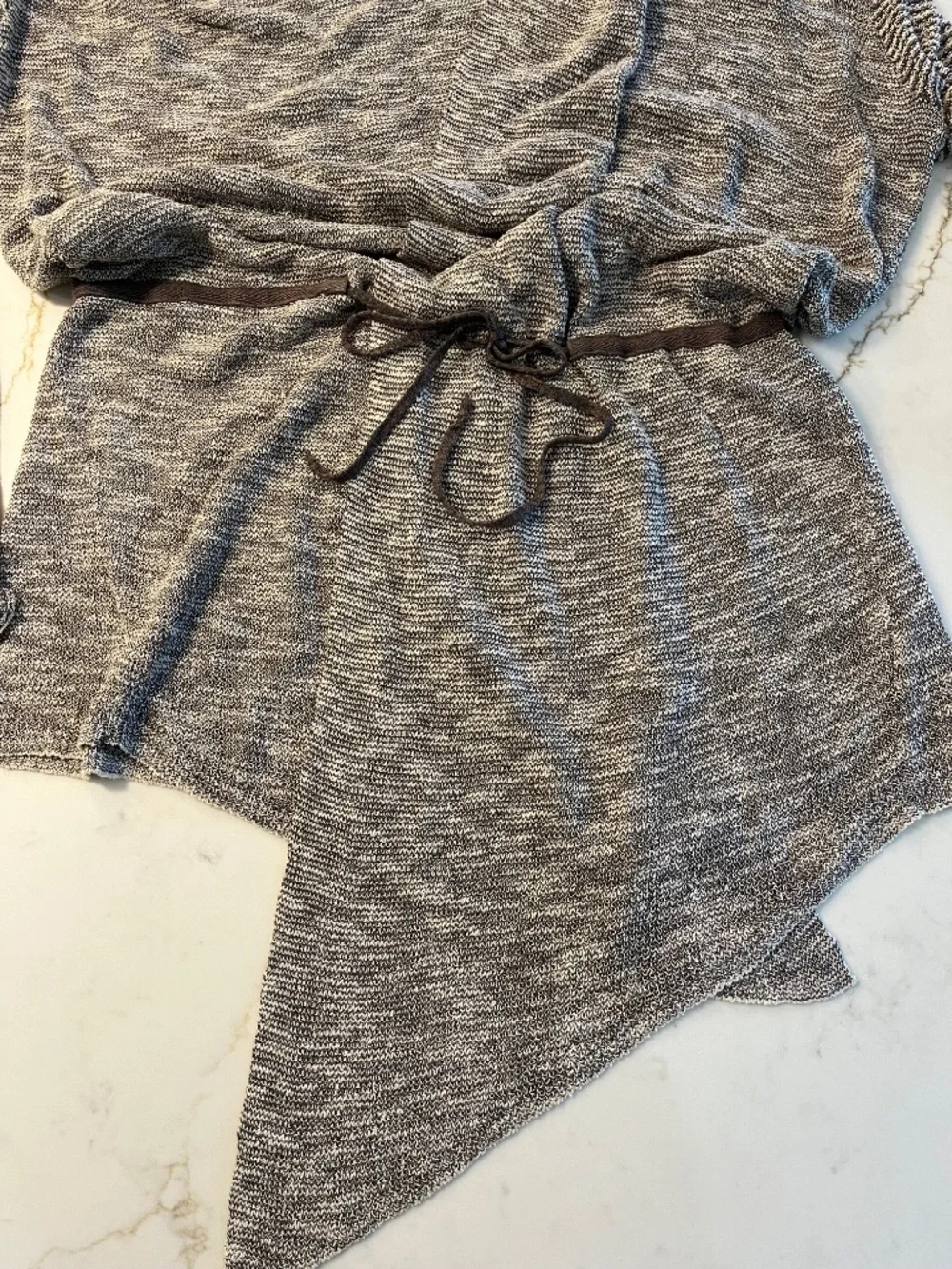 Free People open front, hooded long cardigan in gray, size medium